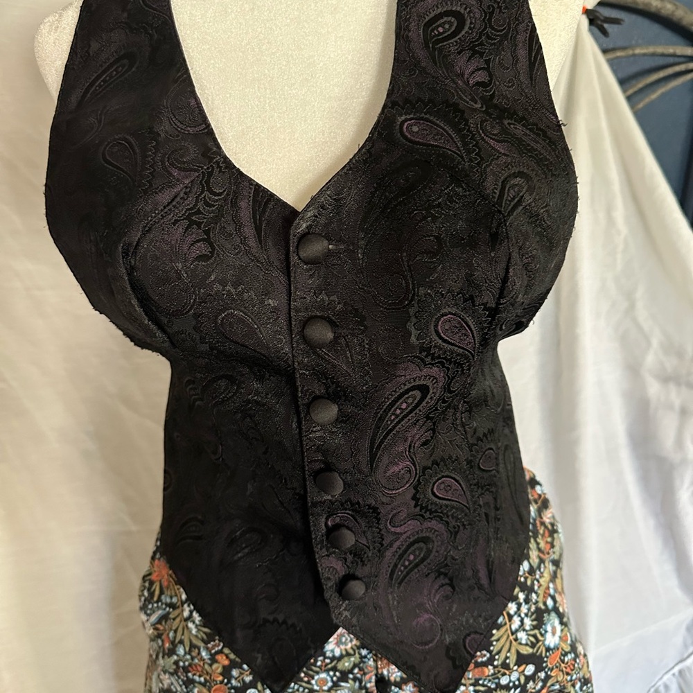 Black Paisley Button-Up Vest